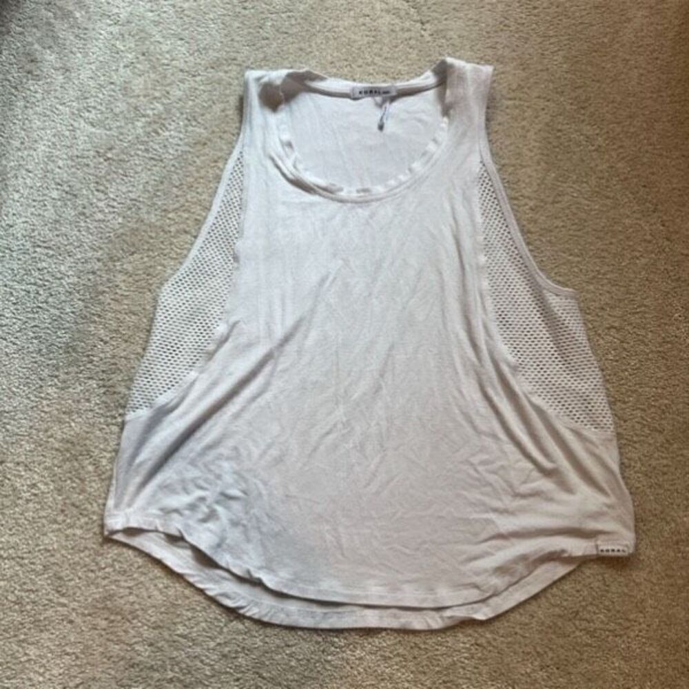 Koral By Lana Kugel Women's White Adriana Brisa Mesh Side Active Tank Top Small